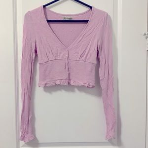 UO Long-Sleeve Cinched Waist Crop Top